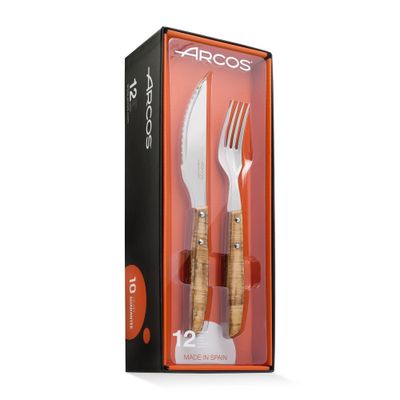 Arcos Forest 6pc Steak Set Dark Brown: Stainless Steel Steak Knives, Polypropylene Handle, Hand Wash, 10-Year Warranty