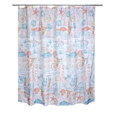 Ocean Adventure Fabric Shower Curtain - Moda at Home: 100% Polyester, Machine Washable, Grommet Top Design