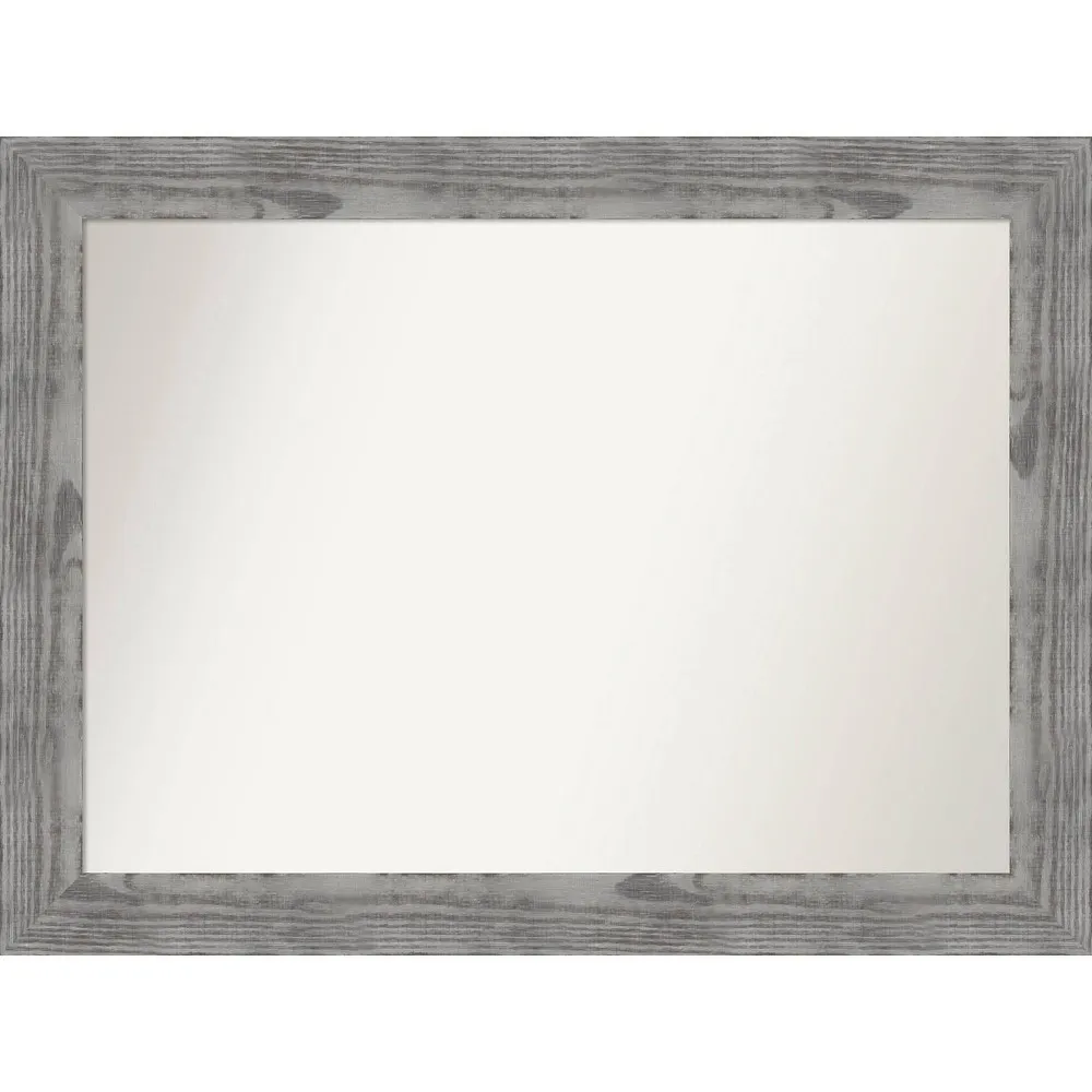 44 x 33 Non-Beveled Bridge Wood Bathroom Wall Mirror Gray - Amanti Art