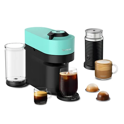 Nespresso Vertuo Pop+ Coffee and Espresso Maker by Breville with Milk Frother, Aqua