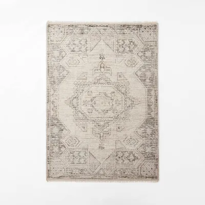 7x10 Knolls Authentic Handknotted Distressed Persian Rug Gray/Ivory/Black - Threshold designed with Studio McGee