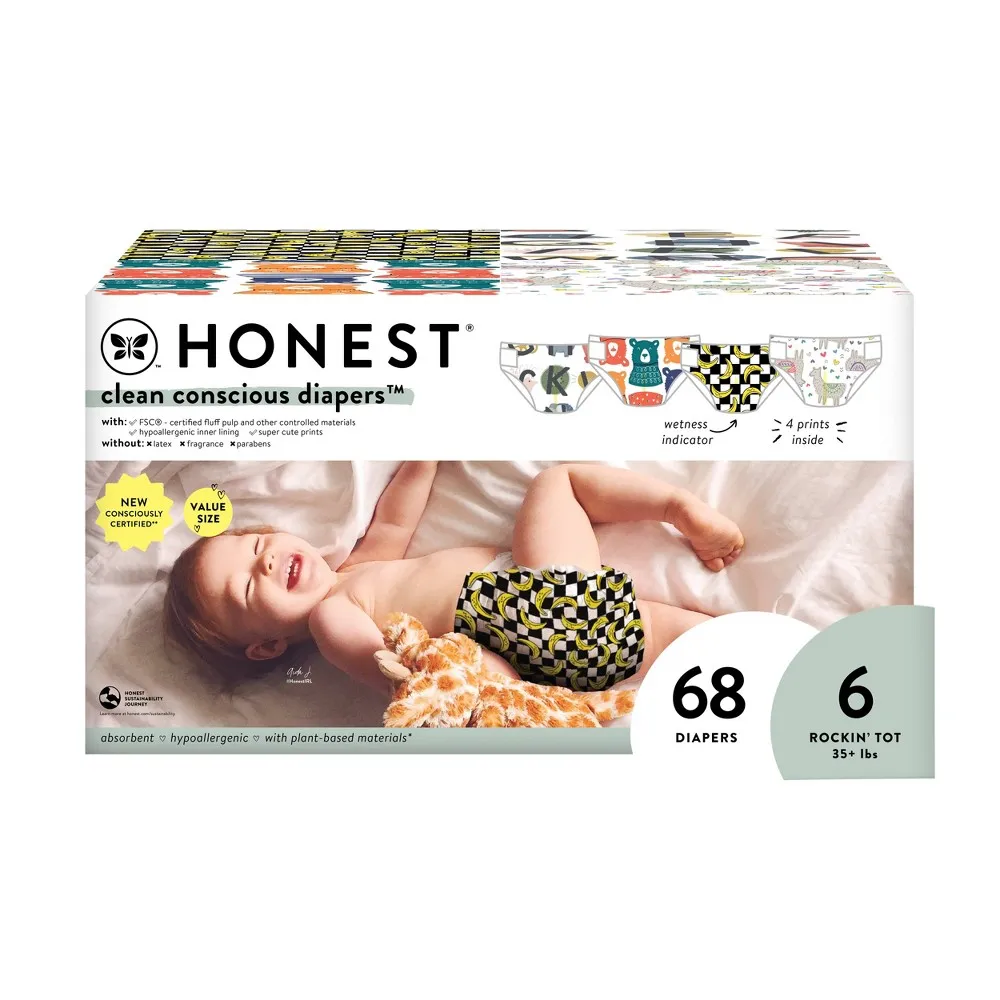 The Honest Company Clean Conscious Disposable Diapers Four Print 