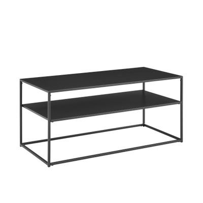 Braxton Coffee Table Matte Black - Crosley: Sturdy Steel, Modern Rectangle, Fixed Shelf