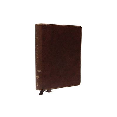 NKJV, Journal the Word Bible, Large Print, Bonded Leather, Brown, Red Letter Edition - by Thomas Nelson (Leather Bound)