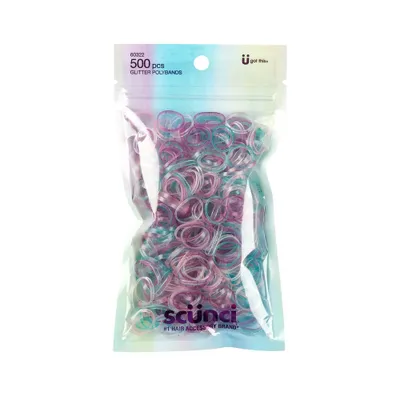 scnci Glitter Polyband Elastics Hair Ties - Assorted Colors - 500pcs