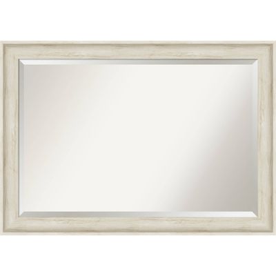 41 x 29 Regal Birch Framed Wall Mirror Cream - Amanti Art: Modern Beveled Glass, No Assembly Required