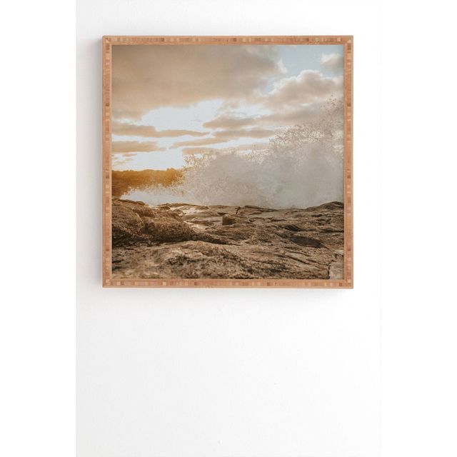 Hello Twiggs Sunset Rough Waves Framed Wall Print - Deny Designs: Modern Ocean Photography Art