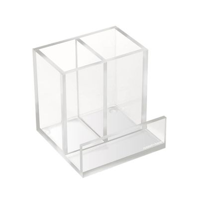 RUSSELL + HAZEL Acrylic Pencil Bloc: Clear Desk Organizer & Holder, Office Supplies, 4x4x4 Acrylic Pencil Holder