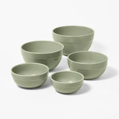 5pc Earthenware Ceramic Mixing Bowl Set Green - Figmint