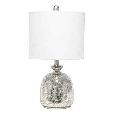 Mercury Hammered Glass Jar Table Lamp with Linen Shade  - Lalia Home: UL Listed, Modern Decor, No Assembly Required