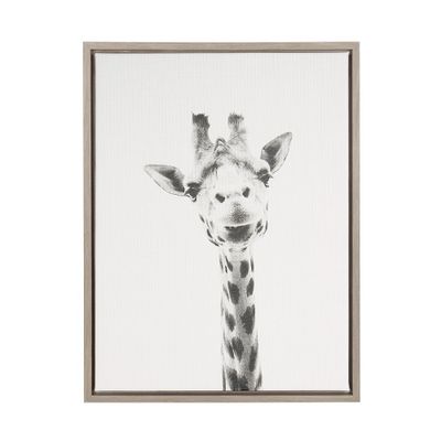 24 x 18 Giraffe Framed Kids Canvas Art - Uniek: Giraffe Kids Room, Wall Art