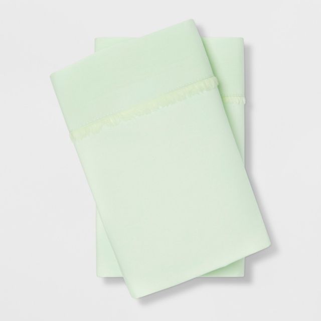 King Cotton Percale Solid Pillowcase Set Mint - Opalhouse