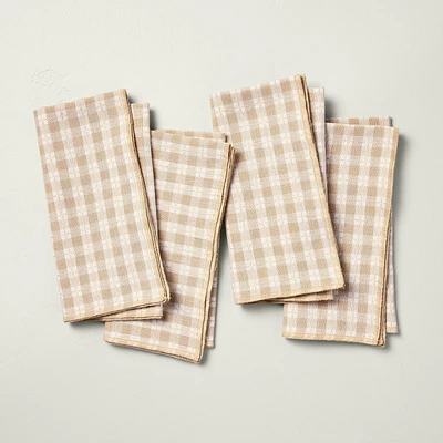 4pk Textured Gingham Cloth Napkins Beige/Cream - Hearth & Hand with Magnolia