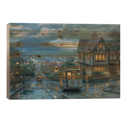 26 x 40 Evening Journey Wood Print by Evgeny Lushpin - iCanvas: Contemporary Horizontal Wall Art, Cityscape Panel