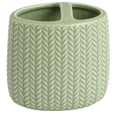 Dashi Toothbrush Holder - Allure Home Creations: Ceramic Bathroom Accessory, Sage Green, 4.1 Height