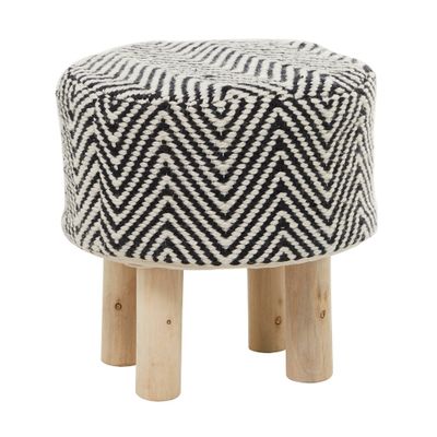 Olivia & May Bohemian Wood Stool : Round Polyester Accent, No Assembly Required