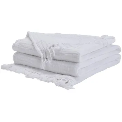 38x60 Sofia 4 Layer Muslin Indoor Throw Blanket  - Mina Victory: Cotton, Fringe, Lightweight