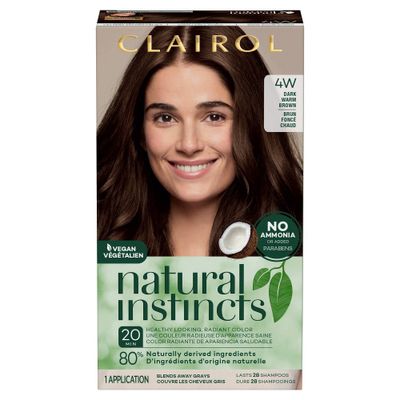 Natural Instincts Clairol Demi-Permanent Hair Color - 4W Dark Warm Brown, Roasted Chestnut - 1 Kit
