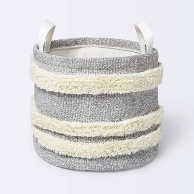 Tufted Canvas Round Storage Bin