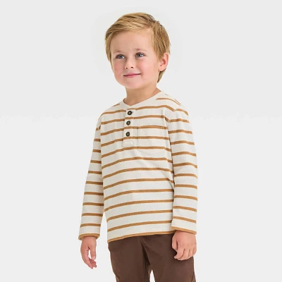 Toddler Boy Long Sleeve Striped Pocket Henley T-Shirt