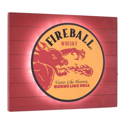 Fireball Whisky Vintage Metal Backlit LED Wall Sign - American Art Decor