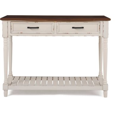 Baker Console Table Antique White - ClickDecor: Modern Distressed Sofa Table with Storage Drawer & Wood Legs