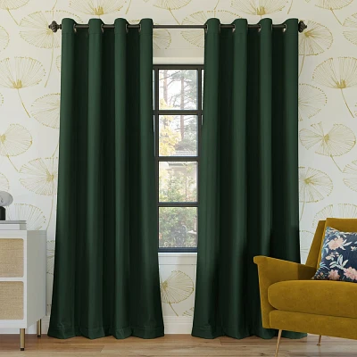 52x63 Sun Zero Blackout Oslo Theater Grade Grommet Curtain Panel Evergreen: Modern, Energy Efficient, Noise Reducing