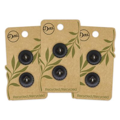 Dritz 18mm Recycled Leather Round Buttons Black