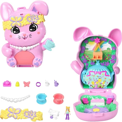 Polly Pocket Tea Party Bunny Compact Travel Toy Playset and Accessories - 10pc