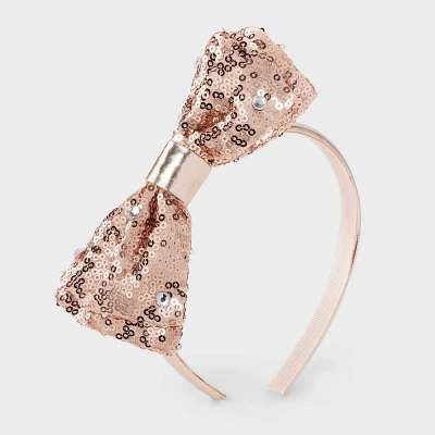 Girls Sequin Bow Headband - Cat & Jack Rose Gold