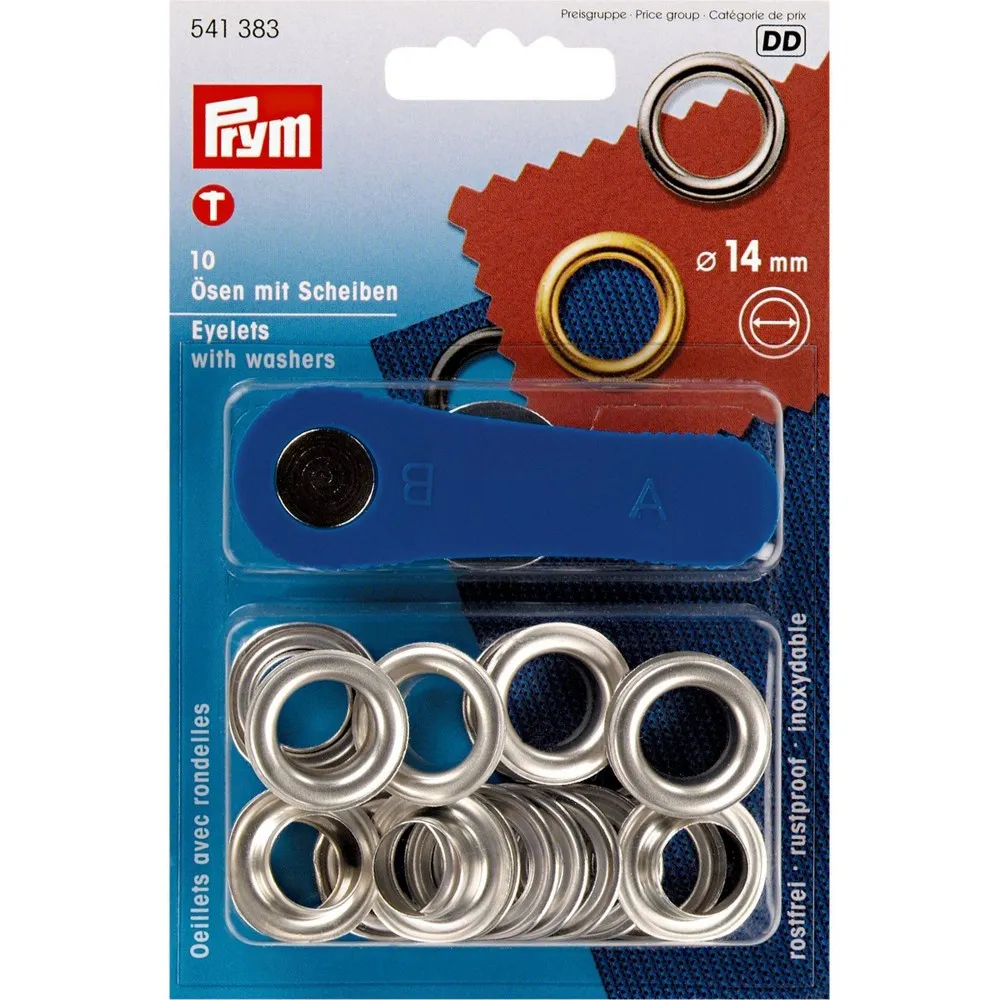 Prym 14mm Eyelets with Washers 10 Sets