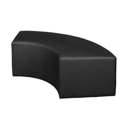 Travis Curved Ottoman Black - Regency: Leather Upholstered, Mid-Century Modern, No Assembly Required