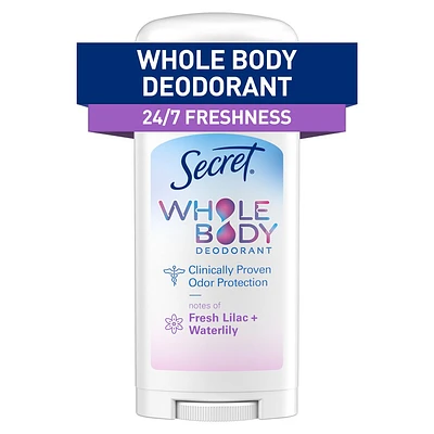 Secret Whole Body Stick Aluminum Free Deodorant for Women - Fresh Lilac Waterlily - 2.4oz