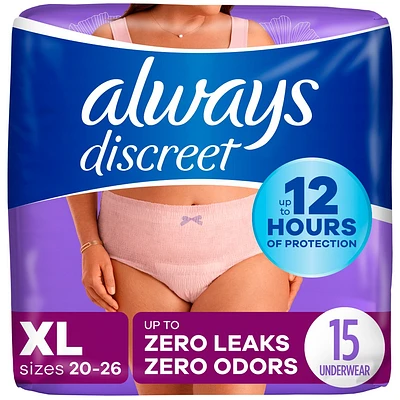 Always Discreet Adult Postpartum Incontinence Underwear for Women - Maximum Protection - XL