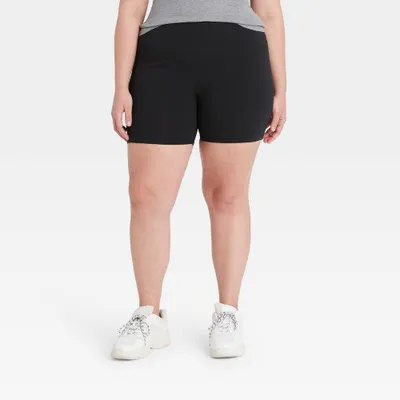 Womens Plus Size Cotton 5 Inseam Bike Shorts - Xhilaration Black 1X