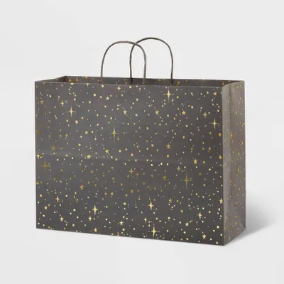 Foil Star Dotted Medium Gift Bag Gray - Spritz