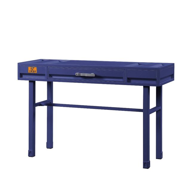 Cargo Vanity Table Blue with Drawer - Acme Furniture: Dressing Table, Metal Frame