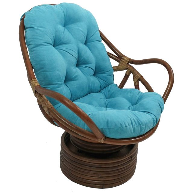 Rattan Swivel Rocker with Micro Suede Cushion - Caravan: Handmade