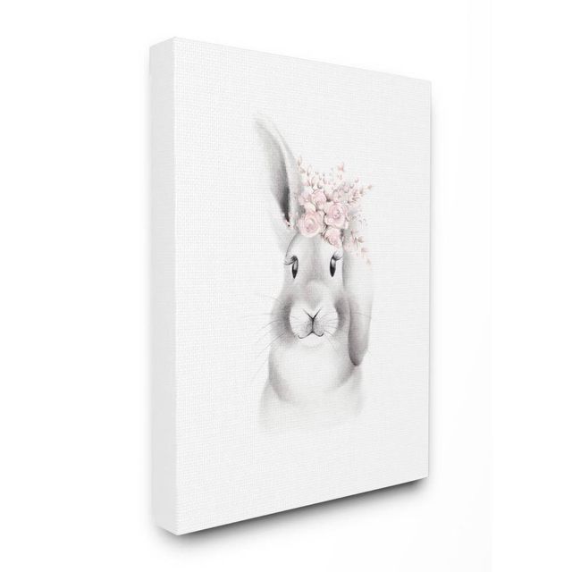 16x1.5x20 Sketched Fluffy Bunny Flowers Stretched Kids Canvas Wall Art - Stupell Industries