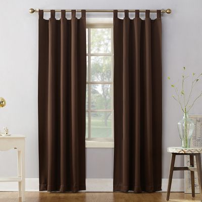 84x40 Sun Zero Blackout Kenneth Energy Saving Tab Top Curtain Panel Chocolate: Noise Reduction, Energy Efficient