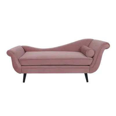 Calvert Contemporary Scroll Arms Velvet Chaise Lounge - Home