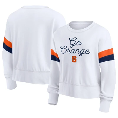 NCAA Syracuse Orange Womens White Terry Crew Neck Sweatshirt