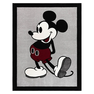 Disney Mickey Mouse Classic Pose with Border Indoor Kids Area Rug Gray/Ivory/Red