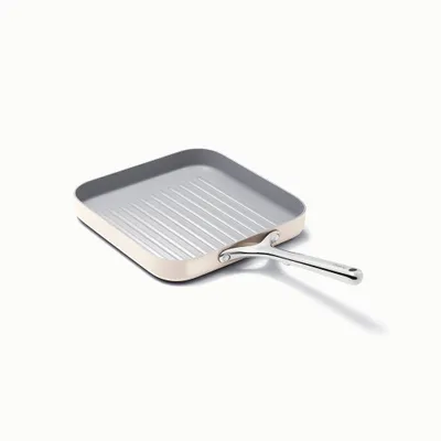 Caraway Home 11.02 Nonstick Square Grill Fry Pan Cream