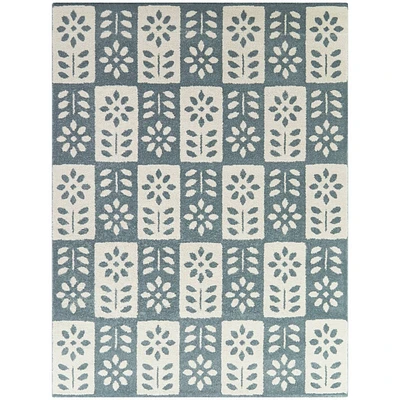 Balta Rugs  Karol Floral Teen Rug Blue: Stain-Resistant, Low Pile, Machine Made, OEKO-TEX Certified