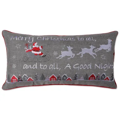 Indoor Christmas Merry Christmas To All Rectangular Throw Pillow: Santa Sleigh, Embroidered - Pillow Perfect