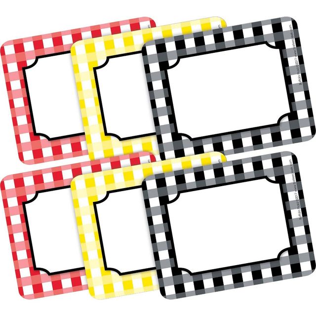 2pk 45ea Buffalo Plaid Remember Me! Self-Adhesive Name Tag Labels - Barker Creek: Teacher Supplies, School Desk Tags