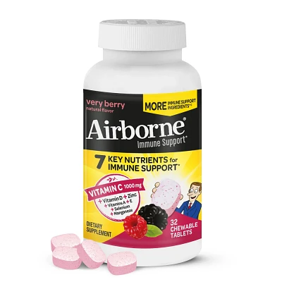 Airborne Immune Support Chewable Tablets with Vitamin C & Zinc - Berry - 32ct