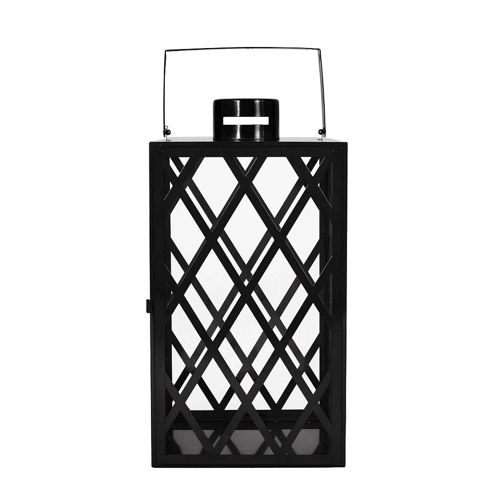 Christopher Knight Home 18x9.5 Stainless Steel Ashuelot Lantern Candle Holder Black: Modern Floor Standing Decor