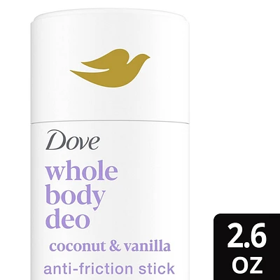 Dove Beauty Aluminum Free Whole Body Deodorant Anti-Chafe Stick - Coconut & Vanilla - 2.6oz